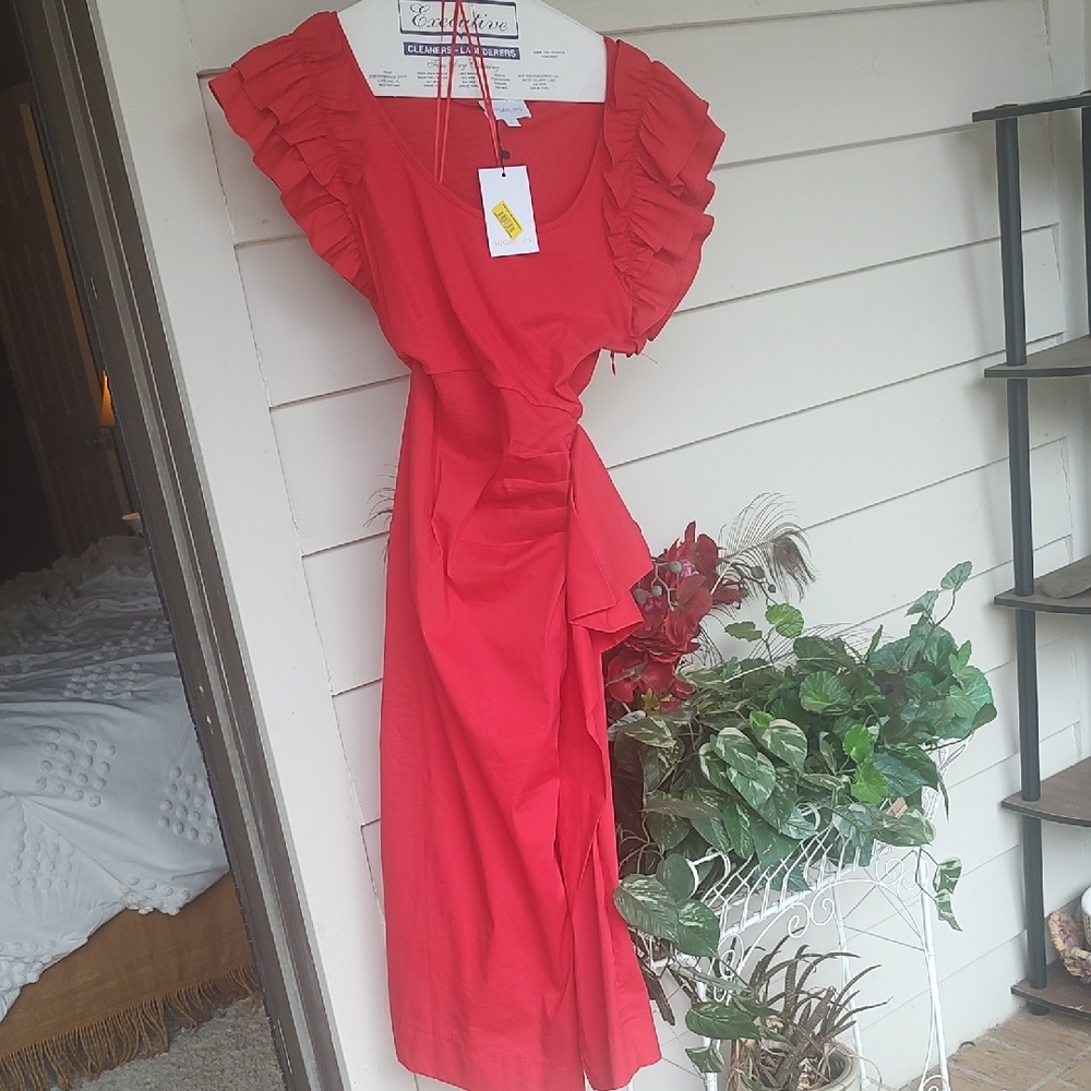 NWT Sugarlips Red Ruffle Sleeve Dress M
